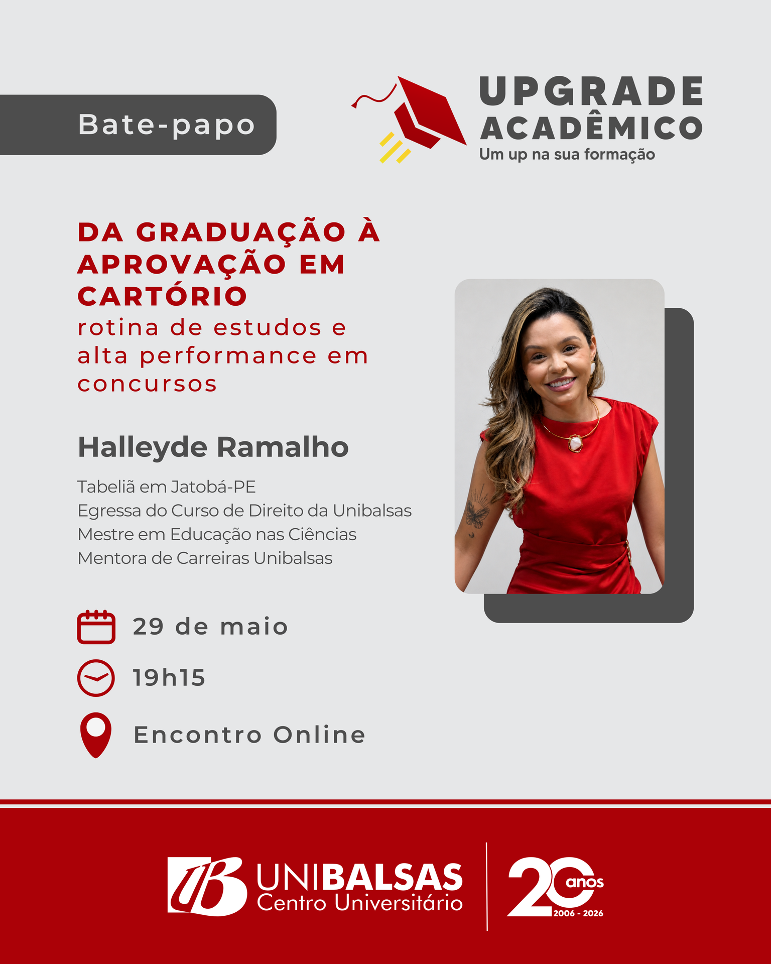 Capa do evento Da graduação à aprovação em cartório: rotina de estudos e alta performance em concursos